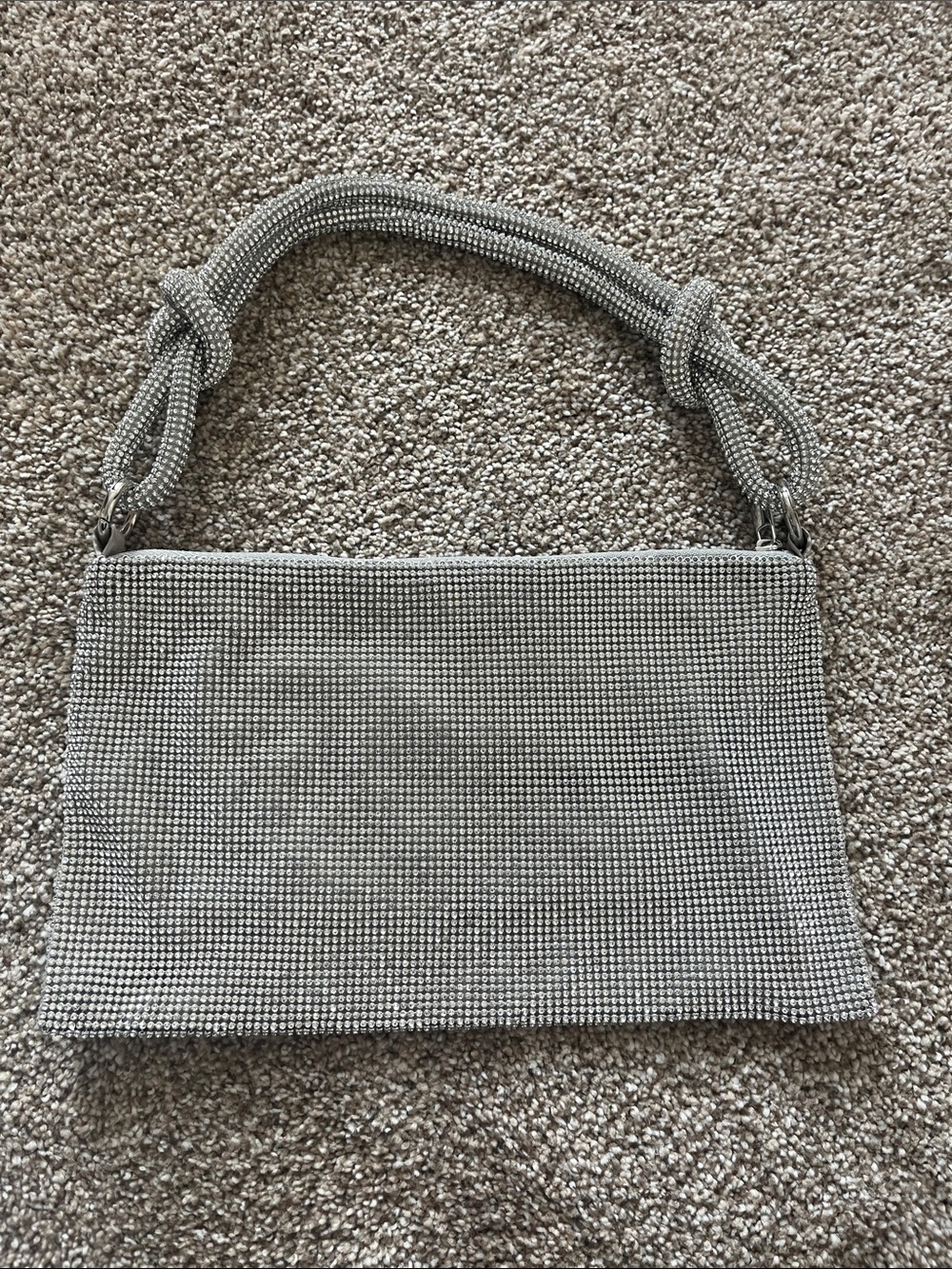Crystal Mesh Bag in Silver